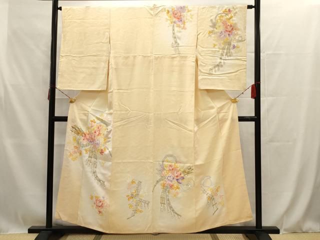 平和屋着物□訪問着 手描き 洋花熨斗文 暈し染め 金銀彩 正絹