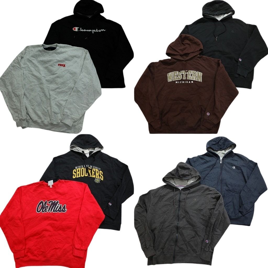 古着卸 まとめ売り チャンピオン Champion スウェット 8枚セット メンズ XL フーディー アーチロゴ カレッジ風 古着 NC0976