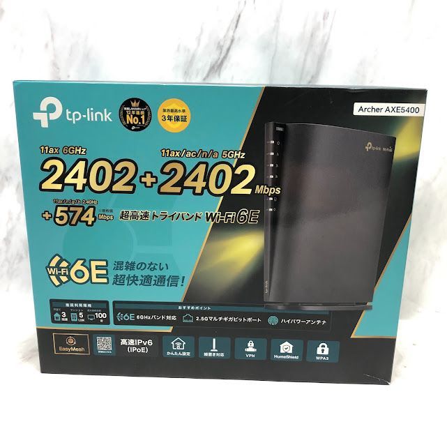 【美品】TP-Link 無線LAN WiFi 6E ルーター AXE5400 2402 + 2402 + 574Mbps A0712 0828ML012 0120240826101182