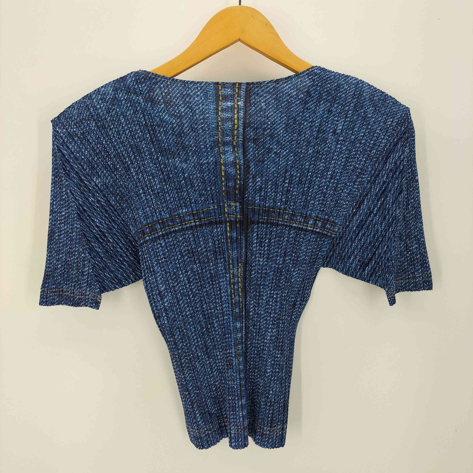 美品✨プリーツプリーズ ベスト デニム調 カットソー イッセイミヤケ L プリーツプリーズイッセイミヤケ PLEATS PLEASE ISSEY MIYAKE