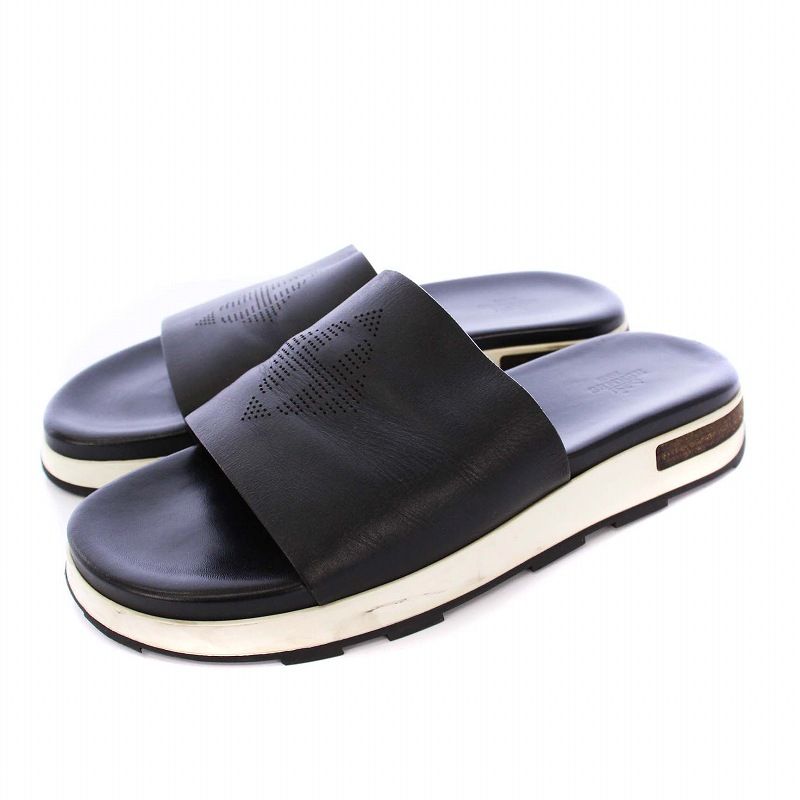 エルメス HERMES リフレックス サンダル フラット レザー 41 ブラック