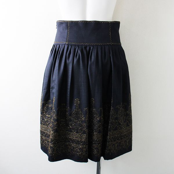 jane marpleフレアスカート ゴールド ネイビー 美品 Jane Marple ジェーンマープル ホーリーストリングス