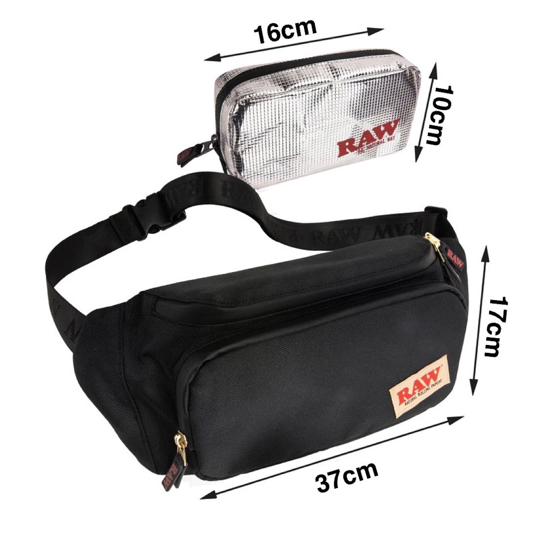 USA直輸入 RAW スリングバッグ 防臭 ホイル生地ポーチ付き