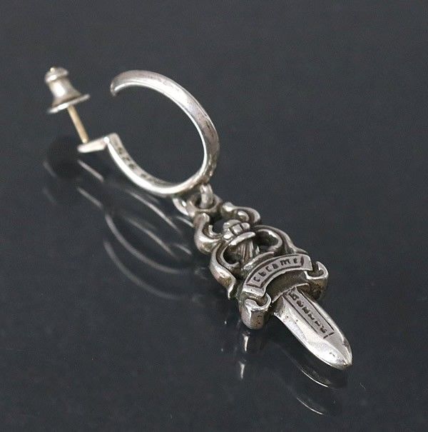 クロムハーツ ダガーフープピアス クロムハーツ ピアス #5 ダガー フープ シルバーイヤリング