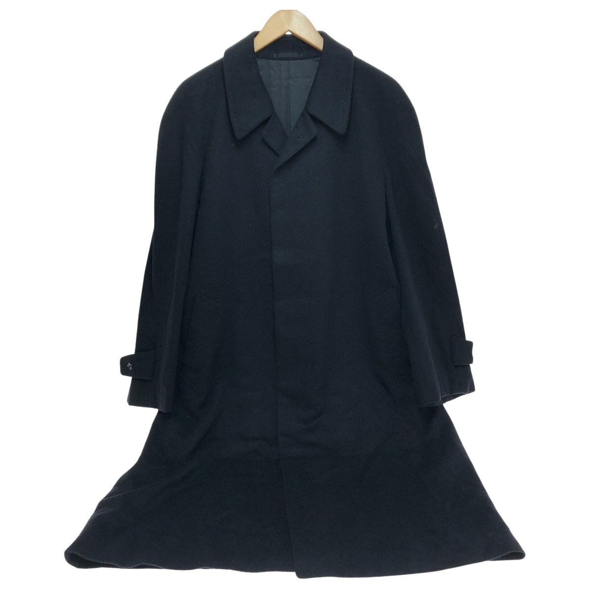 LANVIN ランバン ステンカラーロングコート カシミヤ100% M50-36 ブラック