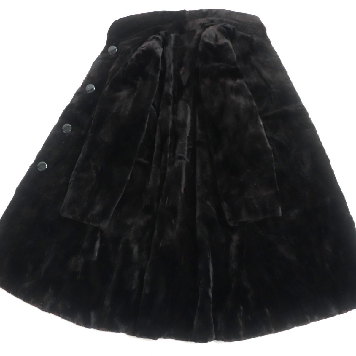 美品▽MINK シェアードミンク リバーシブル 本毛皮ロングコート 