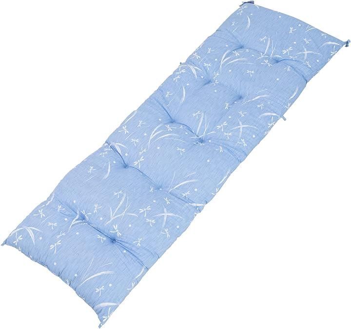 Goosely ごろ寝マット 大人 折り畳み 座布団 大きめ 厚め 長座布団 x 200 cm ごろ寝マットレス しじら織( ブルー，  65 x 200 cm)