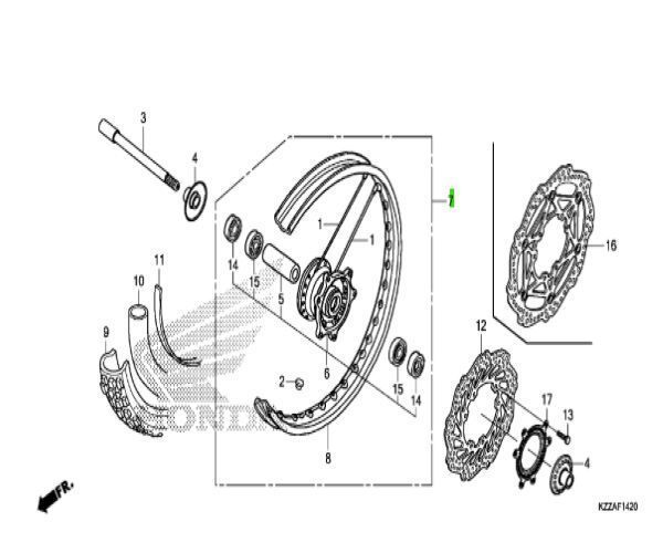 ホンダ CRF250L フロントホイールサブ WHEEL 44650-KZZ-D20 HONDA 純正