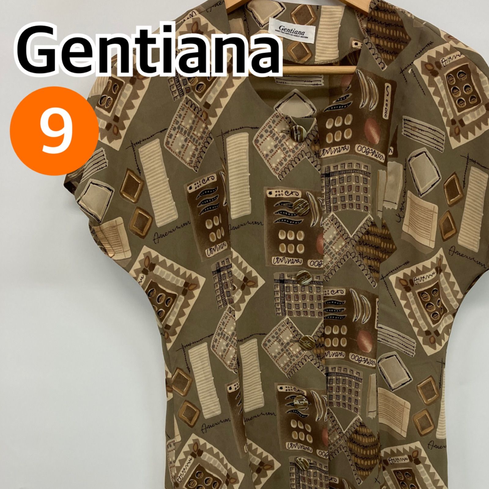 Gentiana ジェンシアナ トップス シャツ 半袖 ブラウン レディース 9サイズ CT2110