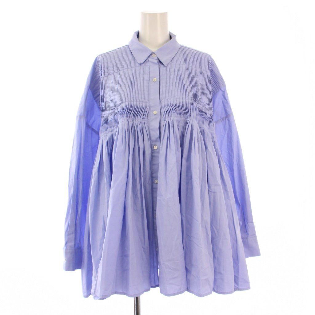 ミズイロインド mizuiro ind コットンピンタックシャツチュニック ブラウス 長袖 レギュラー F 水色 ライトブルー 1-230010 BB
