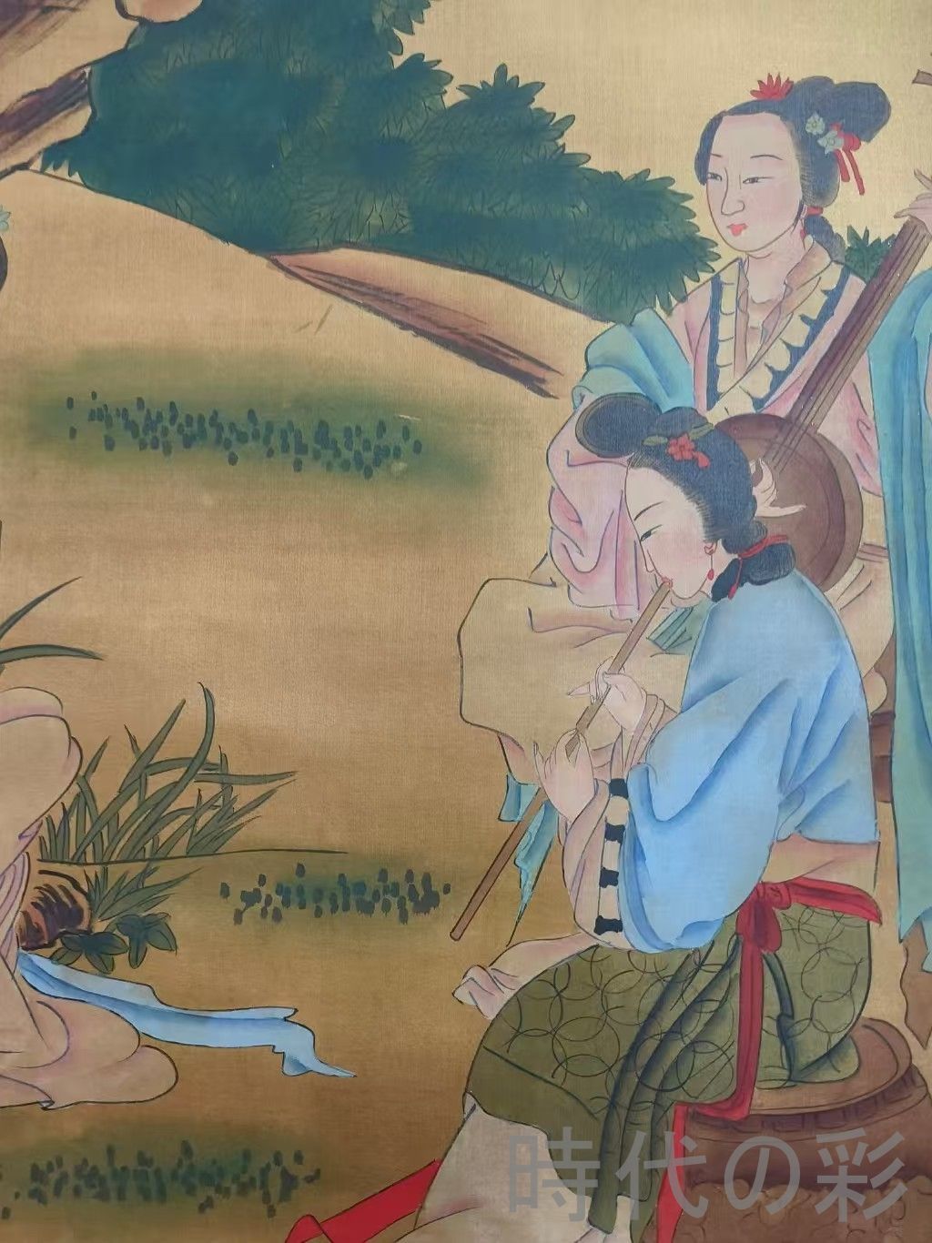 中国古美術 明代 仇英 仕女図 絹本 四尺 手描き 掛け軸 巻き物 書画 中堂画 装飾画 唐物 肉筆 古玩 旧家蔵收 時代画家 伝統陶器 日本アンティーク