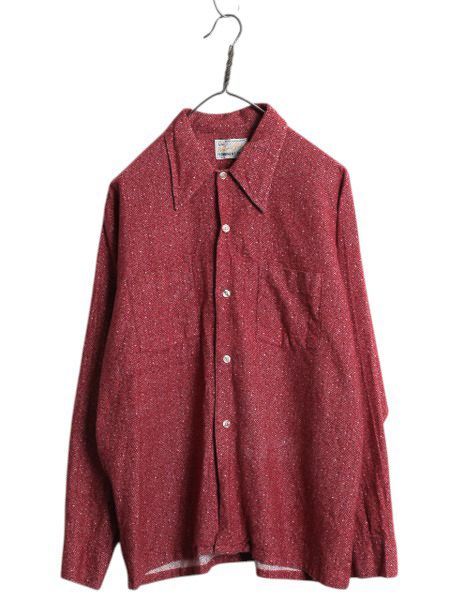 70s ヘリンボーン ストライプ プリント フランネル シャツ メンズ L | 古着 ヴィンテージ 長袖シャツ ネルシャツ ボックス ポケット付き