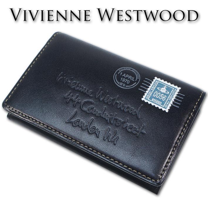 展示品 ヴィヴィアンウエストウッド Vivienne Westwood 牛革 名刺入れ エンベロープ2 メンズ ブラック 黒 レザー カードケース