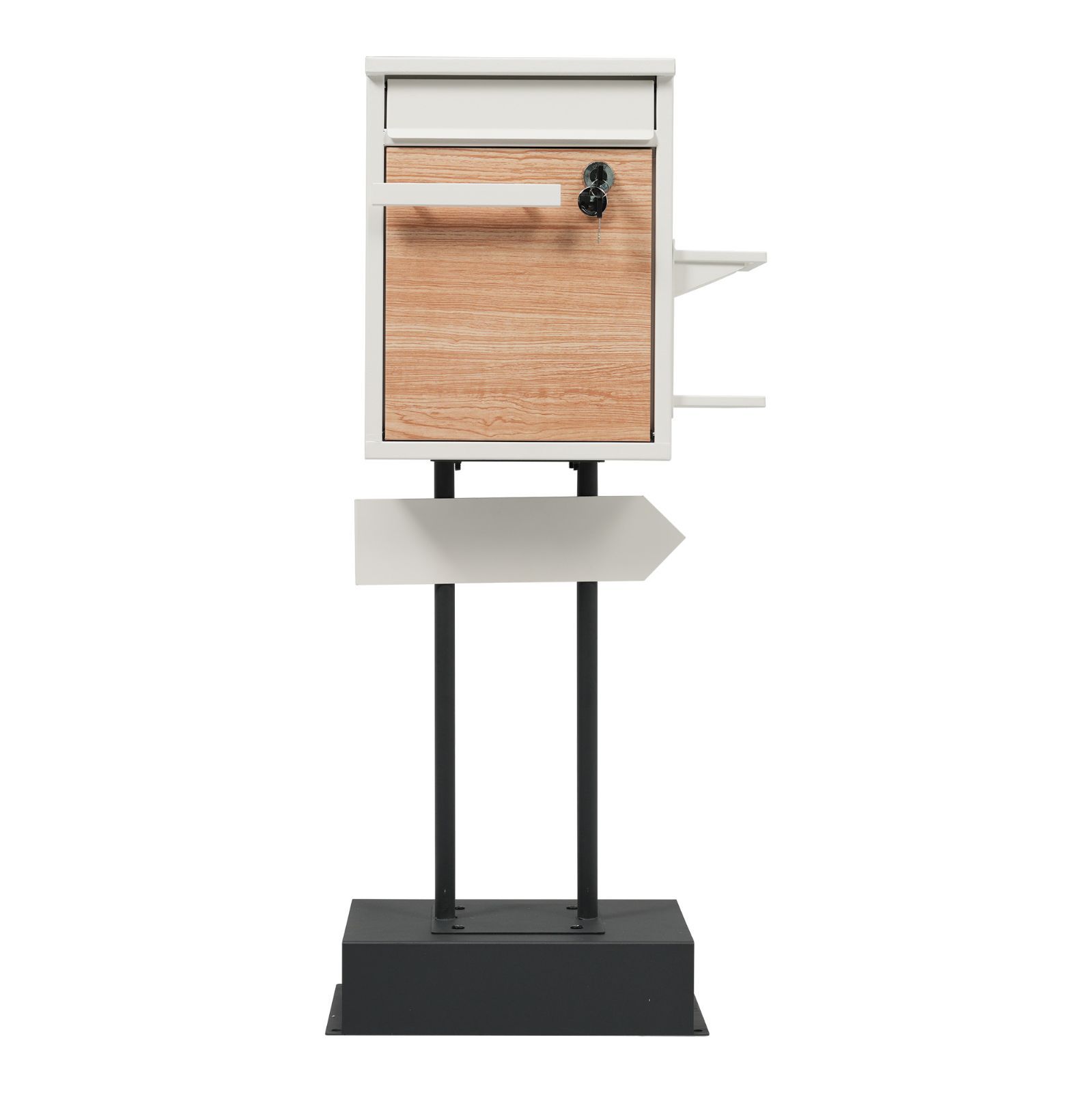 ポスト 宅配ボックス 置き型 スタンド 投函口3つ ポスト一体型 複数投函 配達ボックス 鍵付き メ一ル便·A4対応 ポスト 北欧 一戸建て用 スタンドポスト メールボックス A4対応 新聞受け