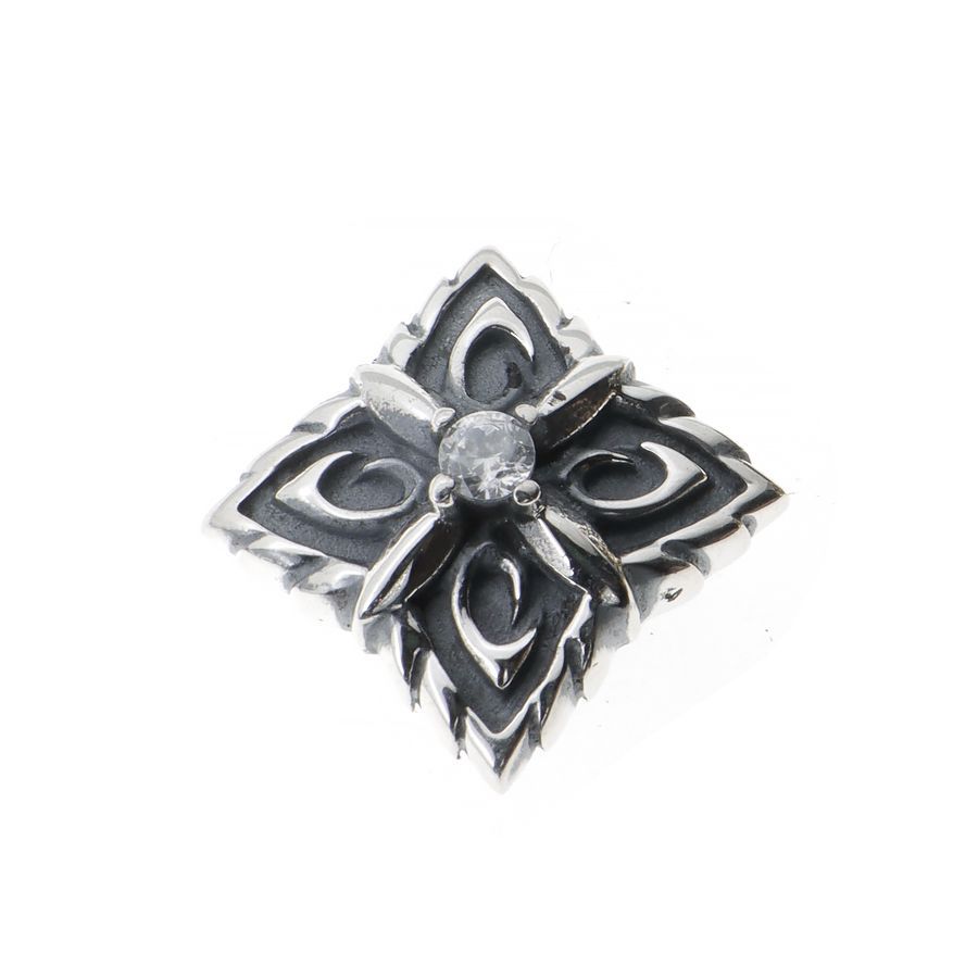 シルバー925 コンチョ クロス フローラル レザークラフト カスタムパーツ