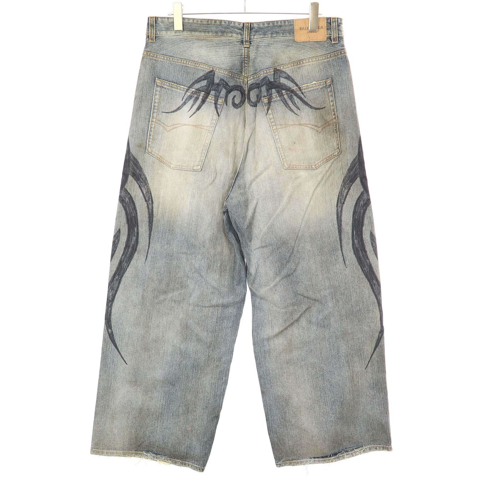 BALENCIAGA バレンシアガ Y2K Stretched Knee Baggy Jean トライバル 