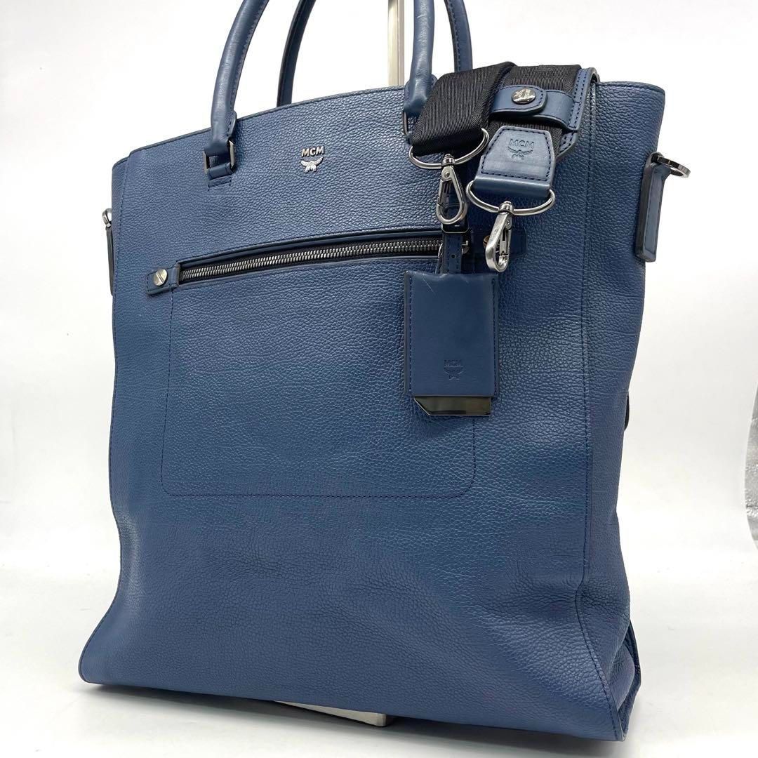 MCM エムシーエム ヴィセトス ショルダーバッグ トートバッグ 2way ビジネス A4 紺 ネイビー