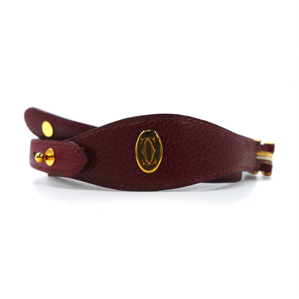 Cartier カルティエ　マストライン　ロゴベルト　ボルドー Cartier 【中古】カルティエ ベルト マストライン Cバックル