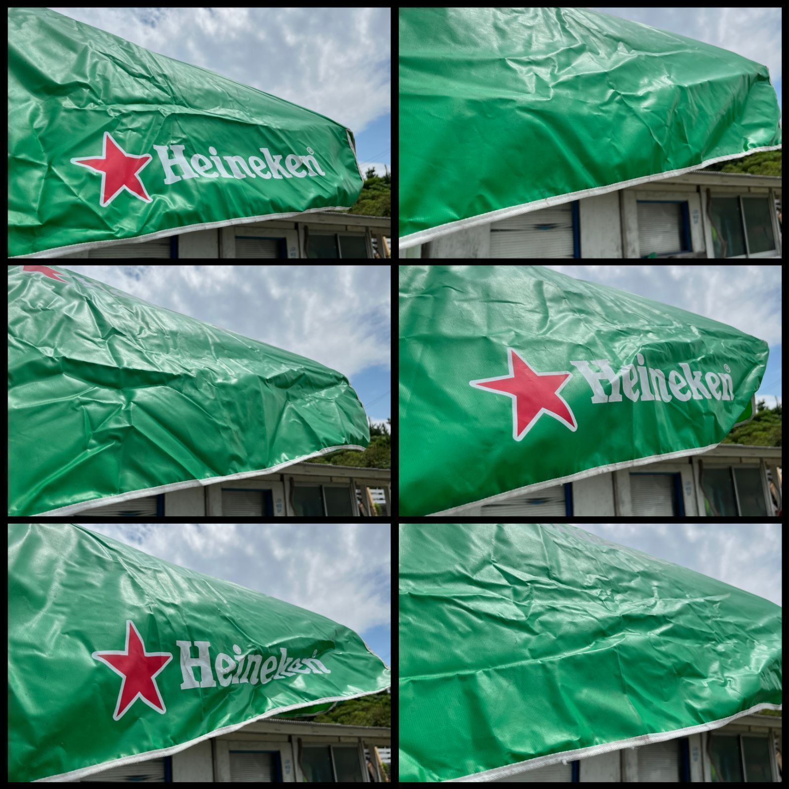 【パラソル】ヴィンテージパラソル Heineken (ハイネケン) オランダビール ビール お酒 グリーン 緑 オールグリーン パラソル】ヴィンテージパラソル 