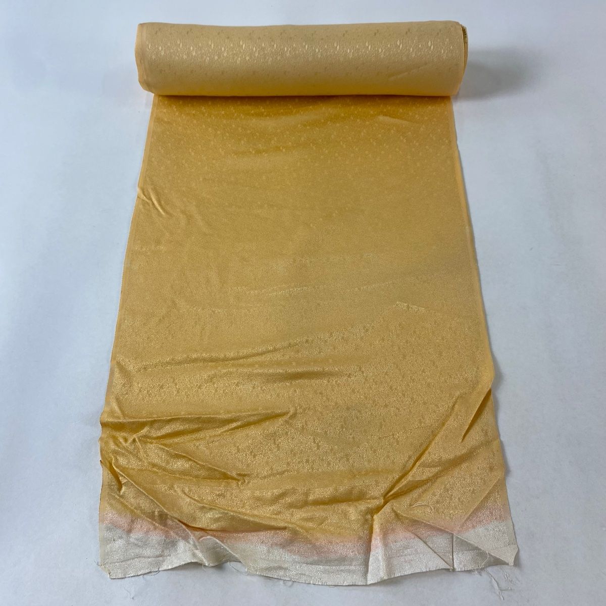 反物 秀品 色無地 地紋 薄オレンジ 正絹
