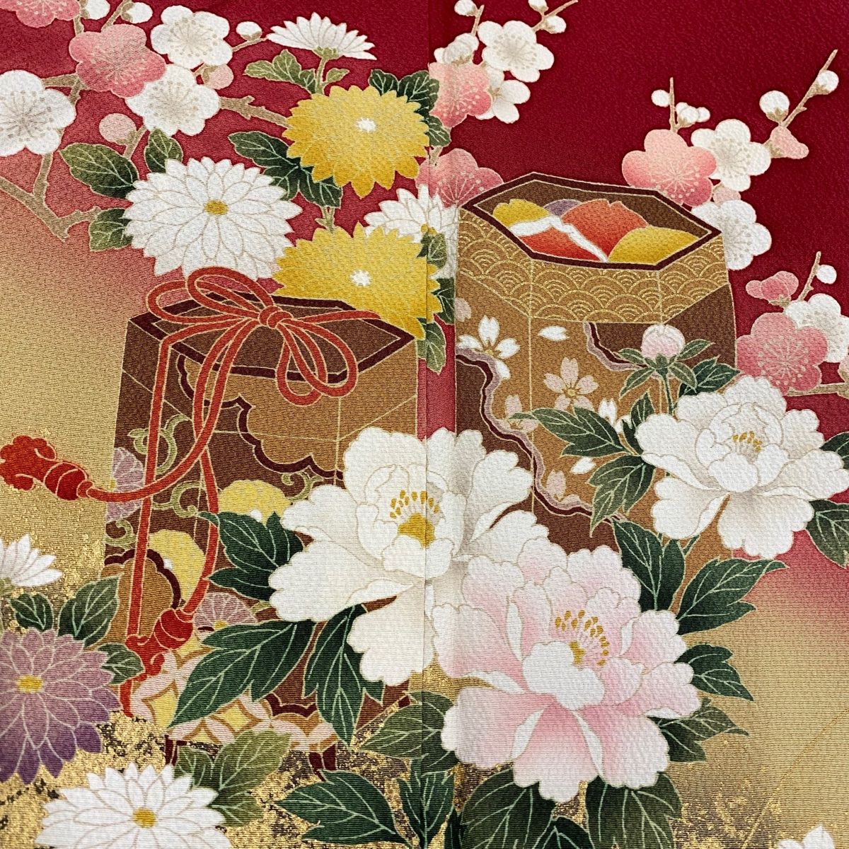 美品 振袖フルセット 牡丹 身丈160 刺繍衿付 ブルー 花畑 手描 草花 正絹 美品 振袖フルセット 牡丹 身丈160 刺繍衿付 ブルー 花畑 手描