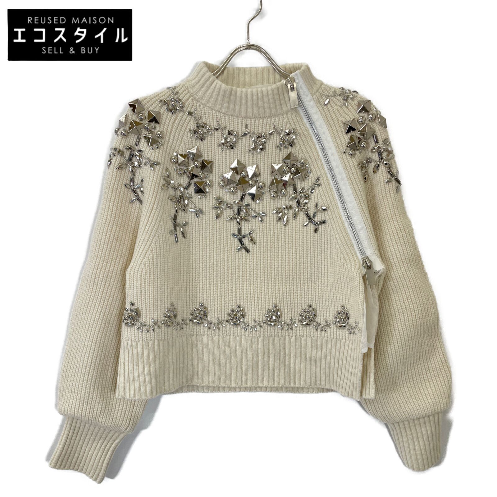 sacai サカイ ｱｲﾎﾞﾘｰ 22-06218 22AW ﾌﾟﾙｵｰﾊﾞｰﾐﾄﾞﾙｹﾞｰｼﾞﾆｯﾄ 1