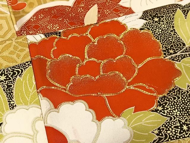 平和屋着物□豪華振袖 駒刺繍 雲取り花文 金彩 正絹 逸品