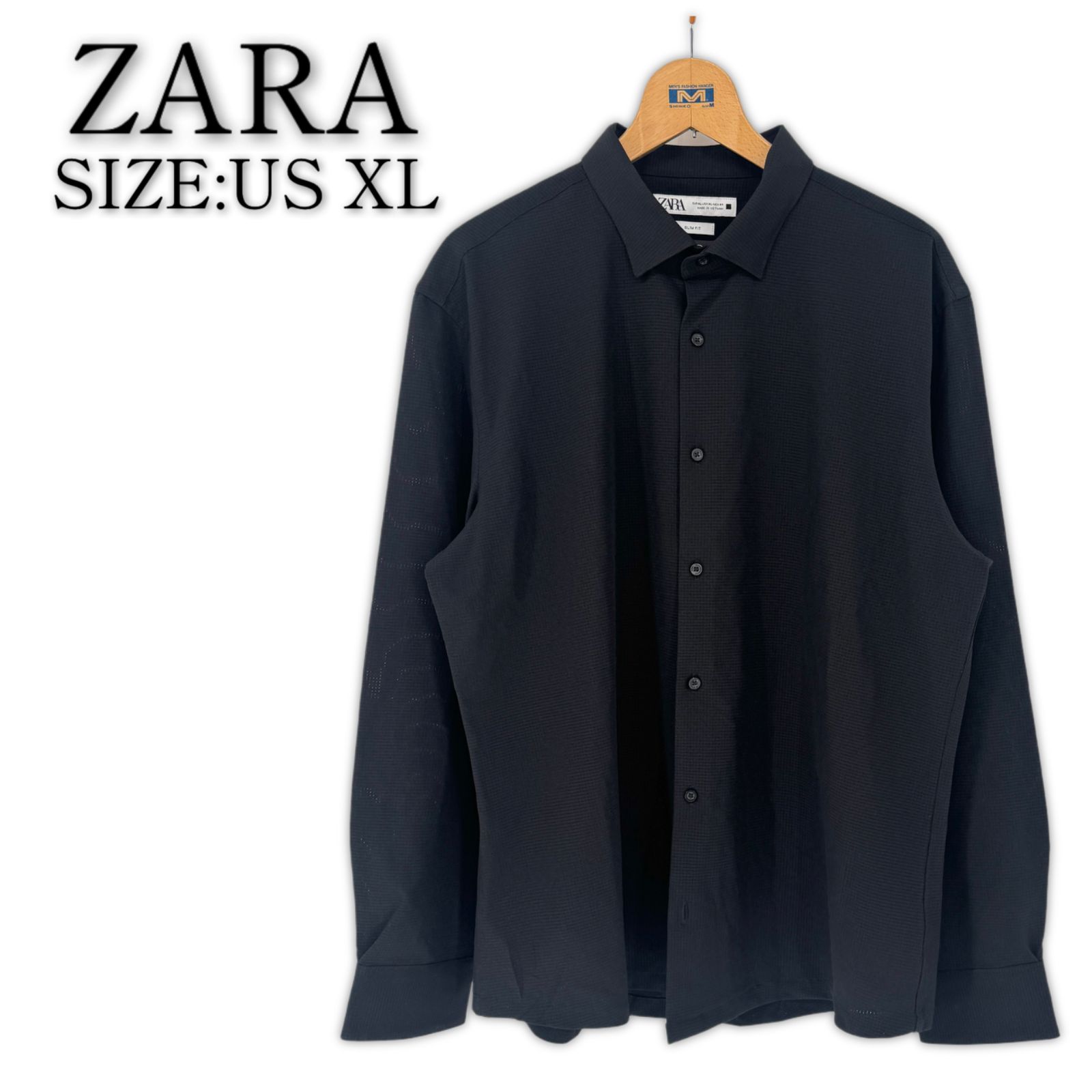 美品 ZARA SLIM FIT 長袖シャツ US XL ブラック メンズ 古着 美品 ZARA SLIM FIT 長袖シャツ US XL ブラック メンズ 古着