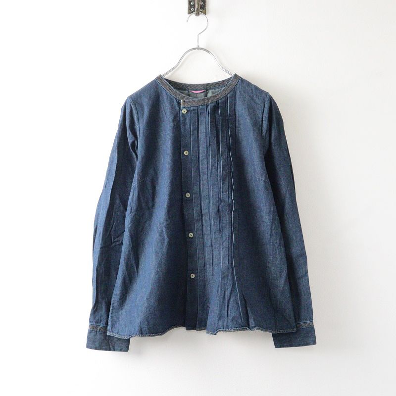 パラスパレス　インディゴ　ブラウス パラスパレス pal'las palace インディゴ ノーカラー ダブル