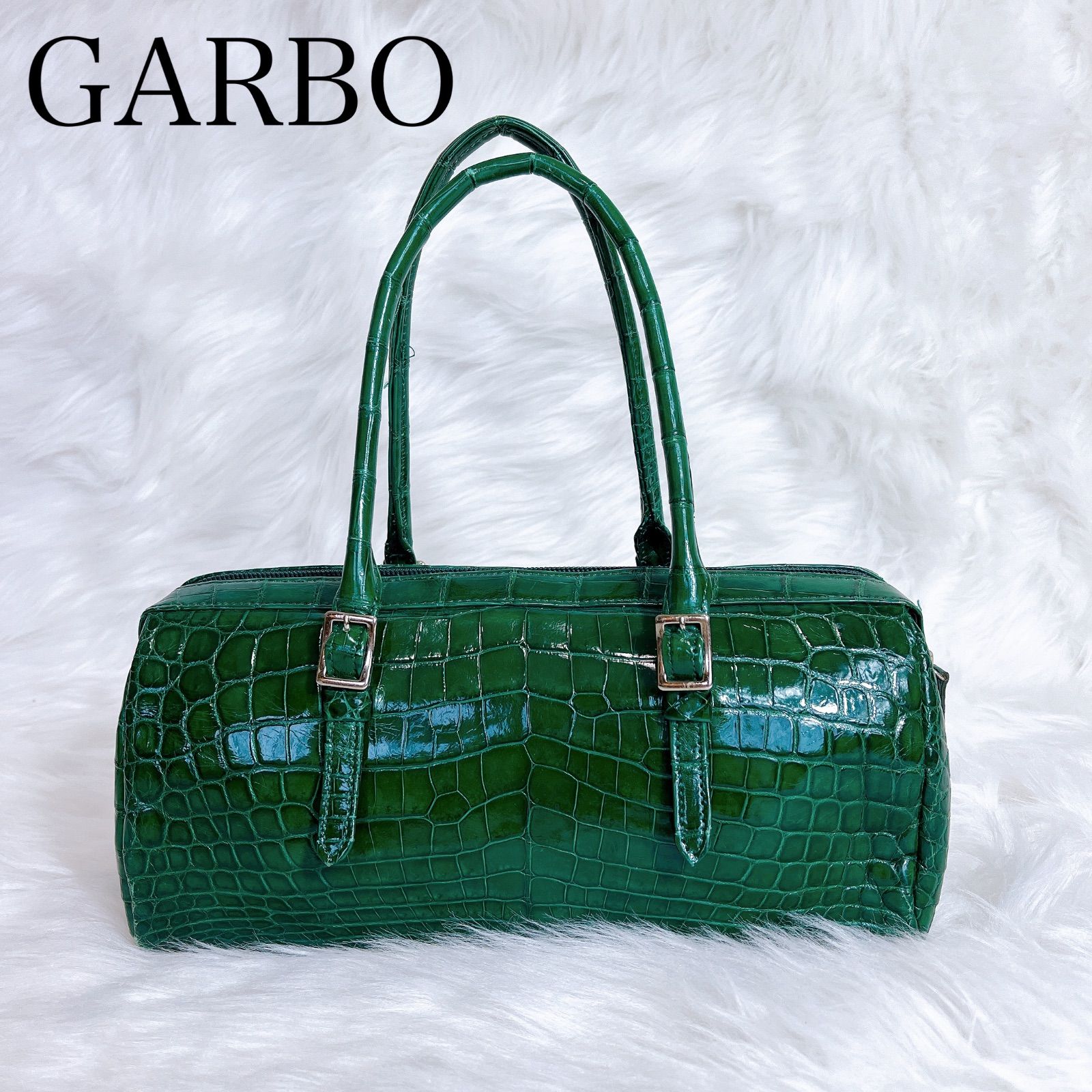 GARBO JRA認定 ハンドバッグ シャイニー　クロコダイル グリーン GARBO JRA認定 ハンドバッグ シャイニー クロコダイル グリーン