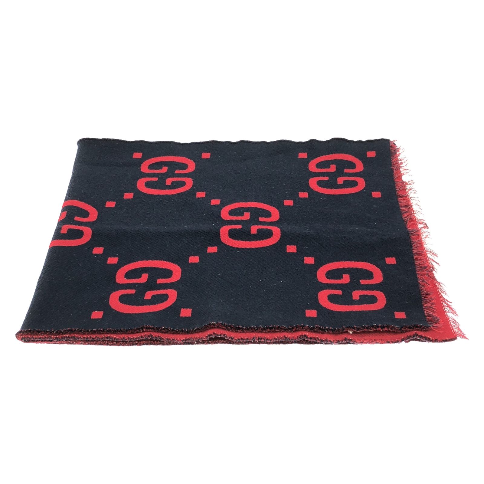 GUCCI ネイビー GGロゴ マフラー グッチ メンズ ウール ロゴ マフラー(ストール) ネイビー GUCCI