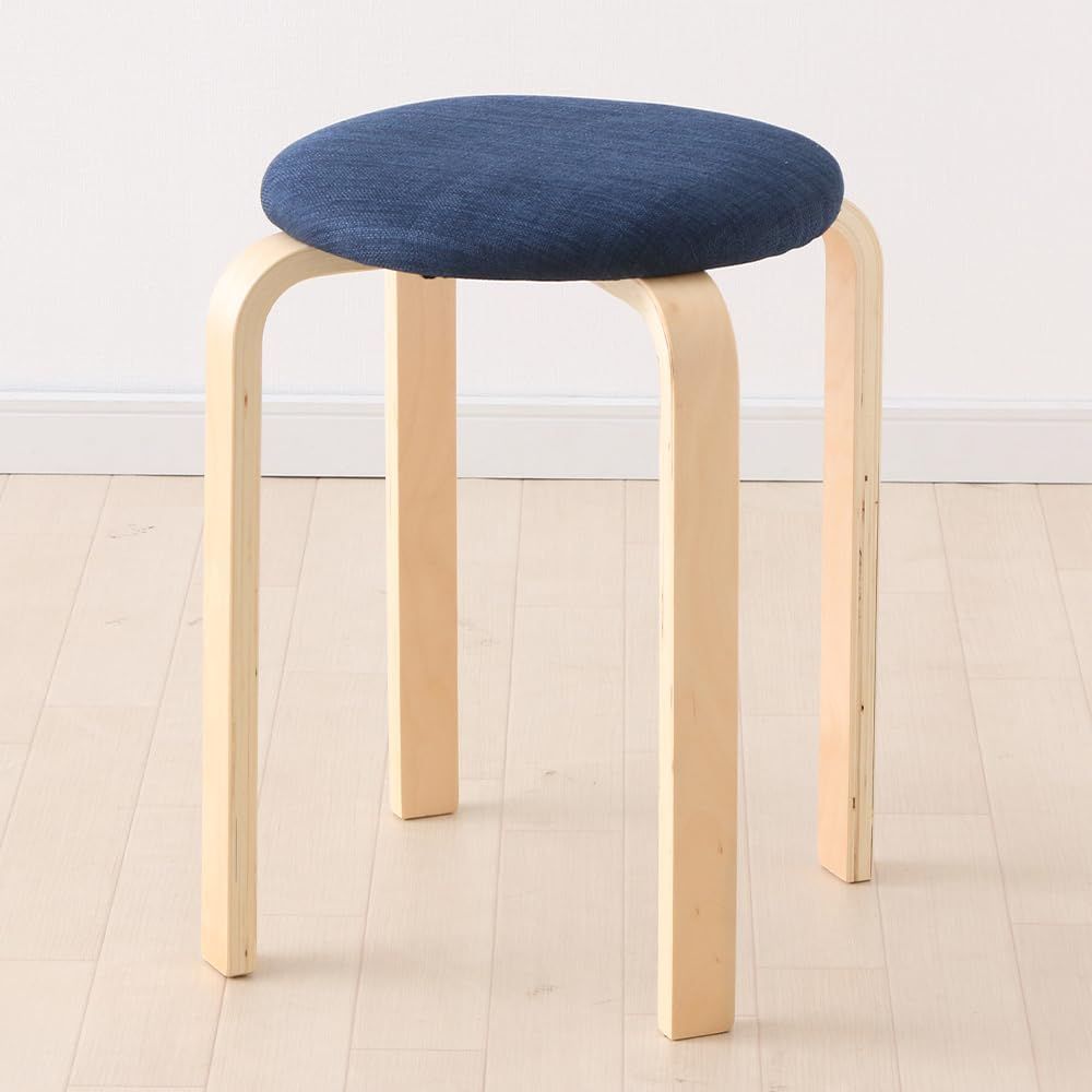 大特価 椅子 木製 スツール ネイビー ファブリック アイリスプラザ