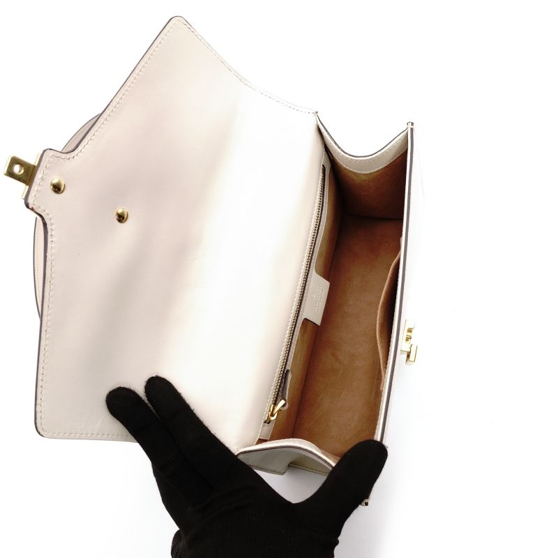 グッチ GUCCI シルヴィ ショルダーバッグ シェリーライン ホワイト レザー 白 クロスボディ ゴールド金具 7-8-764 DECORATOM_COM_BR