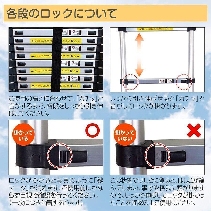 はしご脚立 スライド式 最長2M???6.2M 耐荷重150kg アルミ梯子3.1M