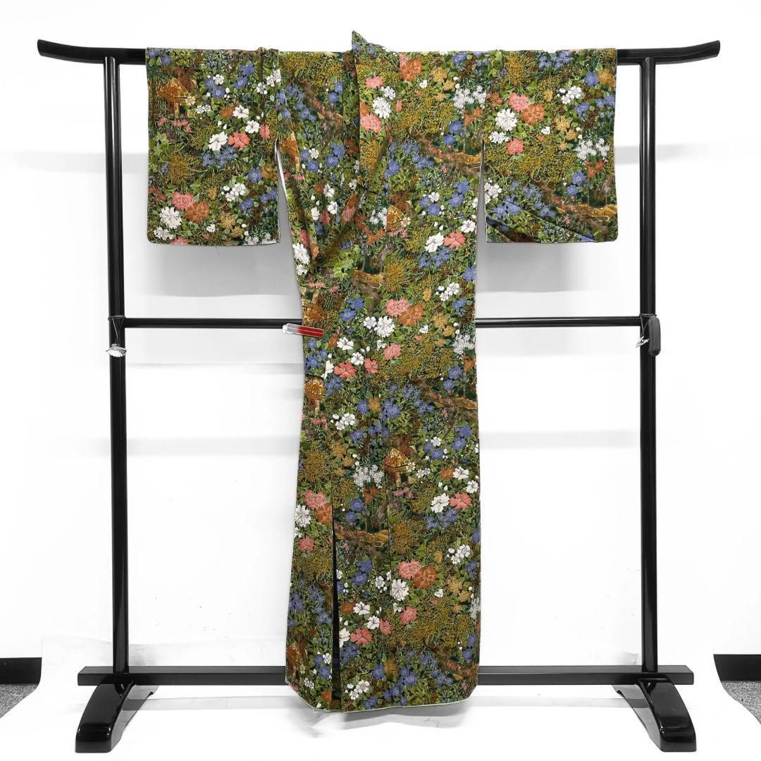 小紋 花模様 家屋 芙蓉 牡丹 桜 リーフ 着物 032a d - メルカリ