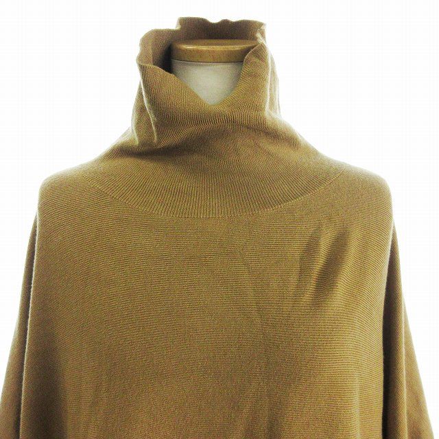 アニュアンス anuans ケープニット ポンチョ ハイネック 無地 茶