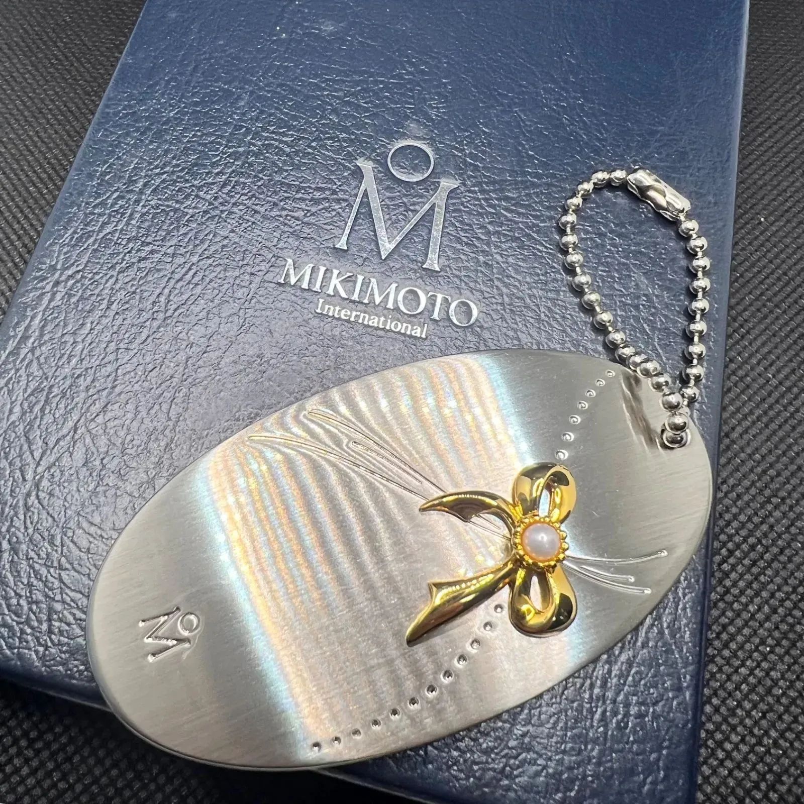 MIKIMOTO ミキモト コンパクトミラー 鏡 リボン 真珠 パール付き