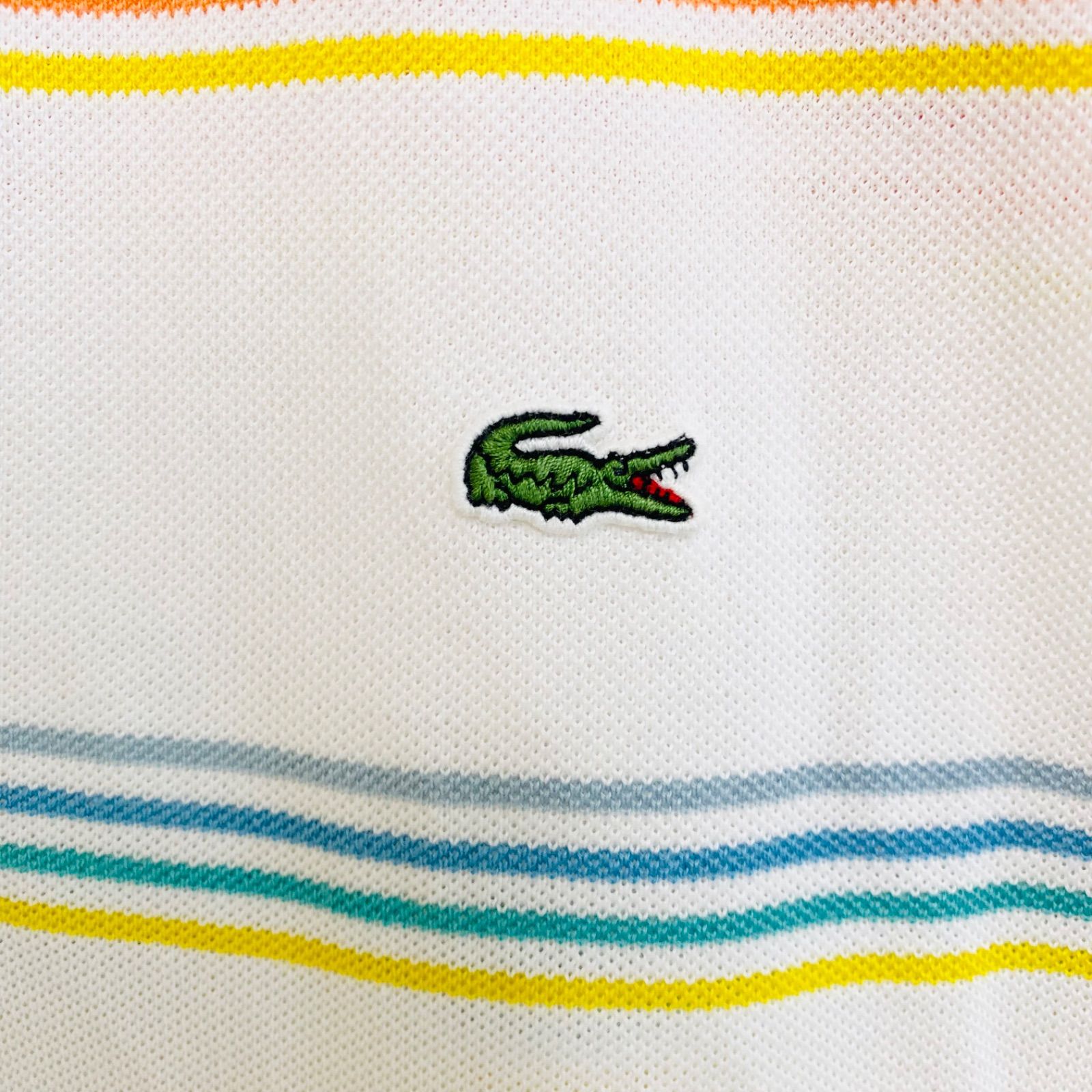 大人気】ラコステ ワンポイント刺繍 ボーダーデザイン ワニ 古着 ゆるダボ-