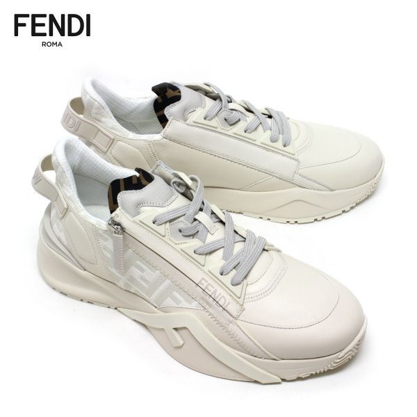 フェンディ FENDI  フェンディ フロー レザー ロートップスニーカー【ベージュホワイト】 7E1392 AK1Q F1HGQ/【2022-23AW】m-shoes