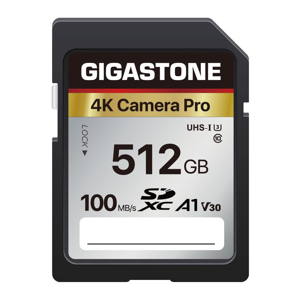 GIGASTONE SDカード 512GB メモリーカード A1 V30 U3 Class 10 SDXC 高速 4K UHD - Full HD ビデオ Canon Nikon など デジタルカメラ 一眼レフ対応 ミニケース1個付き