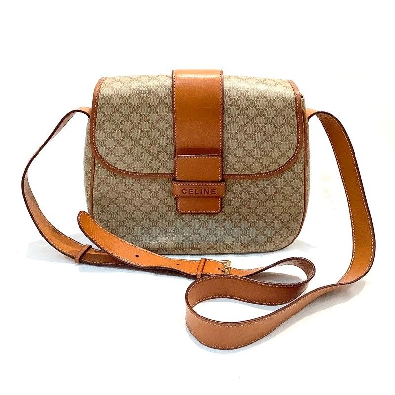 CELINE コート 38 Cマカダム柄　ブラウン オールドセリーヌ コインケース 小銭入れ マカダム柄 茶