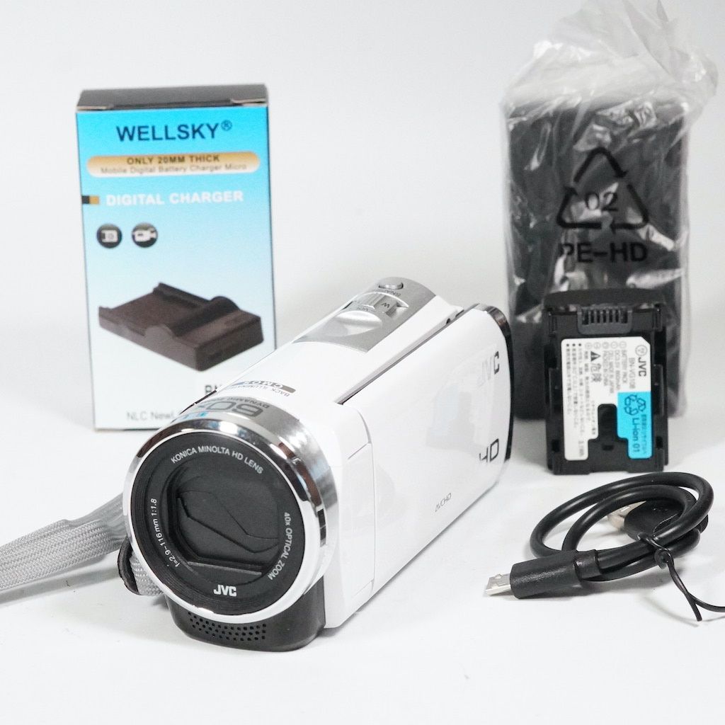 JVC Victor エブリオ Everio GZ-E750-W フルHD 美品 JVC Victor Everio GZ-E750-W ホワイト 動作OK 1週間保証 /1569