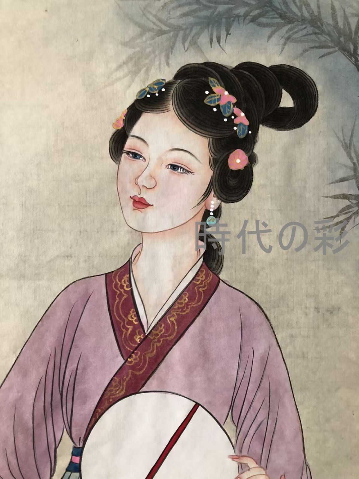 中国古美術 近現代の書画家 張大千作款【仕女図】肉筆保証 四尺