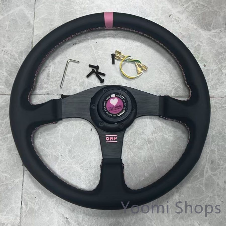 【新品未使用】OMP ステアリング ハンドル本体 ピンク フラットデザイン 14インチ350MMレース race カスタム ゴーカート