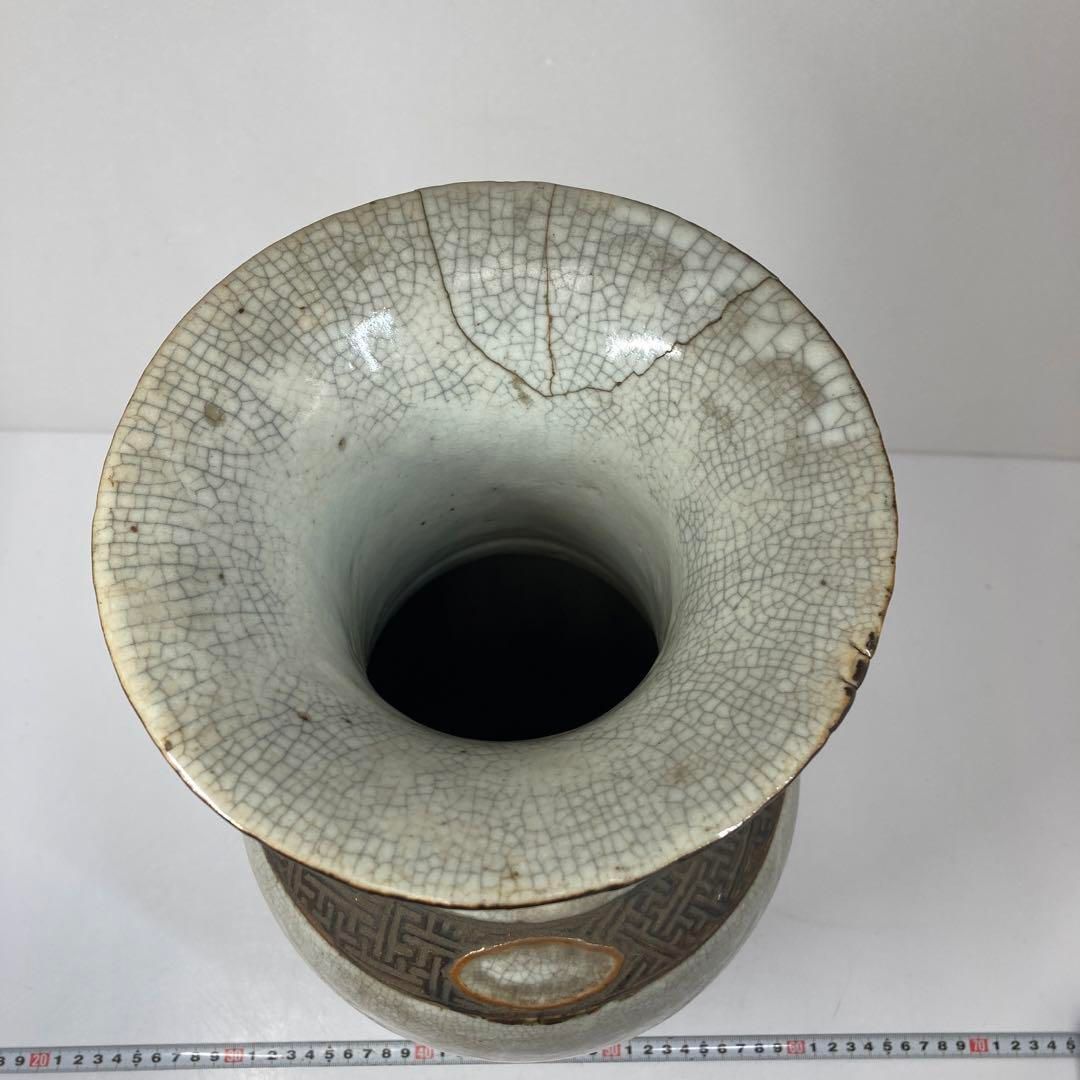 中国清時代 康熙年製 龍耳大花瓶 高さ46㎝ 東Y5-1212⑦タエチ