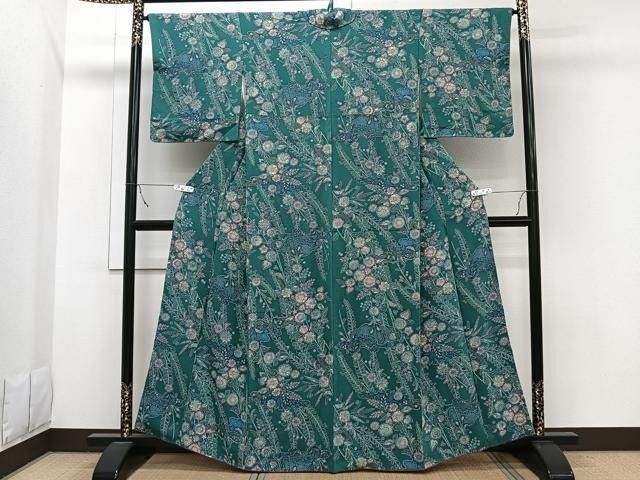 平和屋着物■上質な小紋　草花文　鬼しぼ縮緬　逸品　未使用　BAAJ9118my 平和屋着物□上質な小紋 草花文 鬼しぼ縮緬 正絹 逸品 未使用