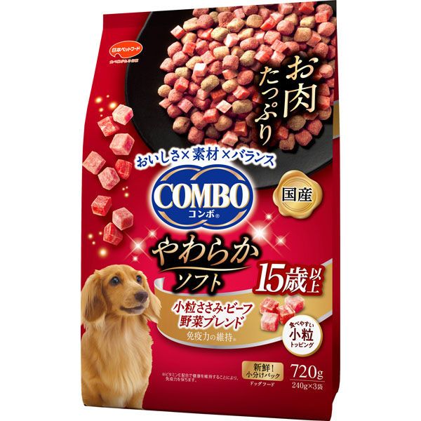 同梱不可 10個セット COMBO コンボ ドッグ やわらかソフト 15歳以上 小粒ささみ ビーフ 野菜ブレンド 720g