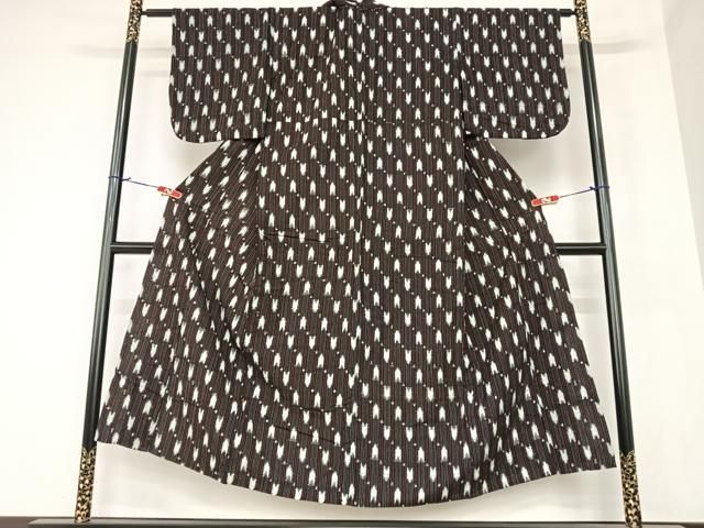 平和屋着物○久留米絣 単衣 矢羽根間道 綿 逸品 AAAZ7322zg