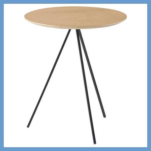 天然木 オーク化粧合板 とブラックアイアンレッグのサイドテーブル W45×D45×H51.5cm No.232 ナチュラル