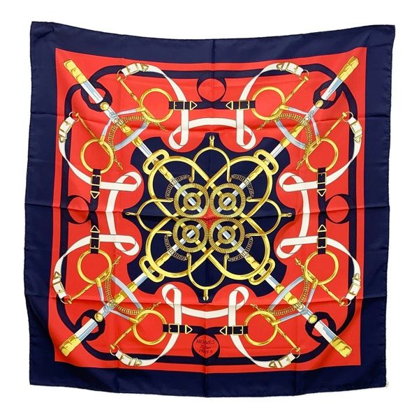 HERMES カレ90 Eperon d'or 黄金の拍車 スカーフ 美品 箱付き